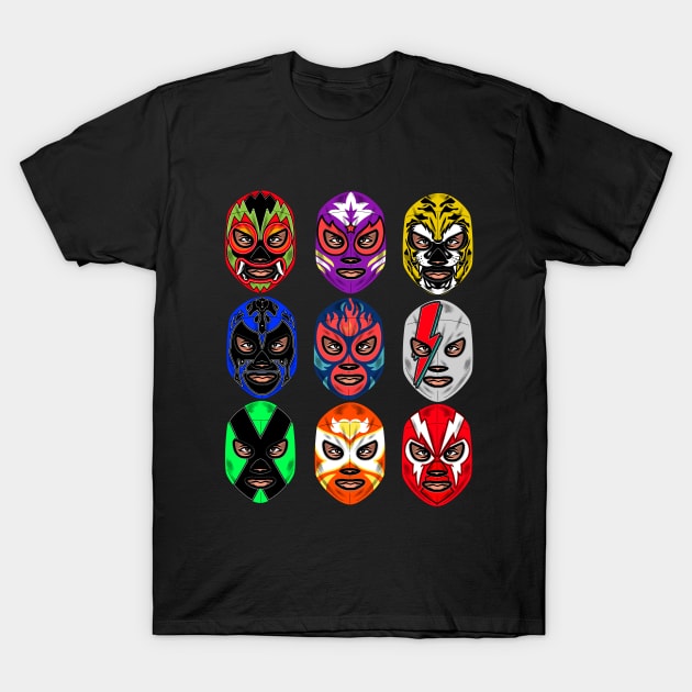 Lucha Libre Mexican Masks T-Shirt by inkonfiremx